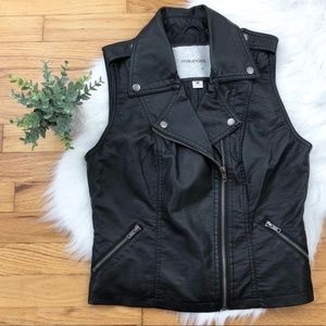 Maurices Black Faux Leather Moto Vest